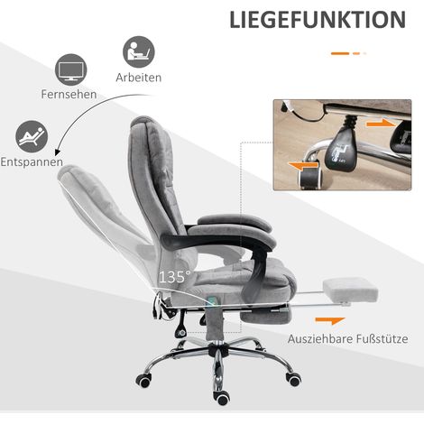 Fauteuil de bureau massage, chaise ergonomique avec fonction inclinable et chauffante, télécommande, gris (1/5)
