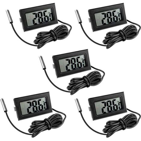 5 Pièces Thermomètre Frigo Digital, Sonde Temperature Numérique avec Écran LCD, Thermomètre Température avec Sonde de Température Capteur Testeur pour Réfrigérateur Congélateur Aquarium (1/4)