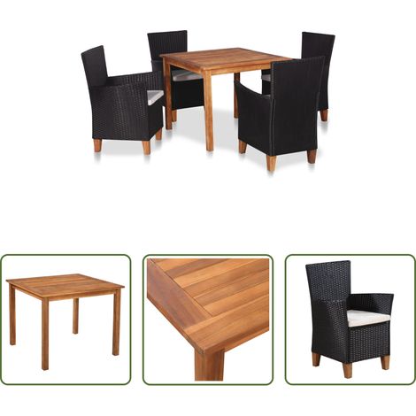 vidaXL Salle à manger extérieure - Ensemble à manger d'extérieur 5 pcs Résine tressée Noir marron (1/5)