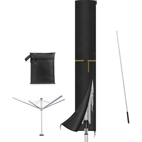 Protective Cover for Clothes Drying Rack - Umbrella - Rotary Outdoor Umbrella - Waterproof Cover with Zip and Telescopic Rod - 200 x 32 cm (1/5)
