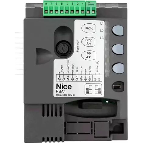 Nice – Panneau de commande coulissant 24V SPRBA4 – Remplacement pour motorisations ROAD 200/400 – Compatible avec 400 kg