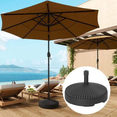 Pied de parasol rond support parasol en HDPE remplissage eau sable pour terrasse piscine patio Ø 55 x 30 cm noir