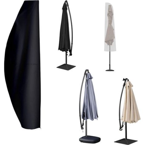 Housse de protection pour parasol Housse anti poussière pour parasol sur pied Housse de protection en forme de banane (30 x 81 x 45 cm Noir) (1/5)