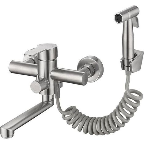 Wall mounted kitchen faucet with spray gun and 2 types of water nozzles, 360 ° rotatable nozzle YMYNY (1/4)