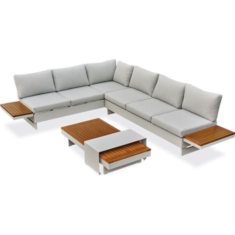 MINERA - 6-Sitzer-Eck-Gartenmöbelset - Grau - REMARQUABLE