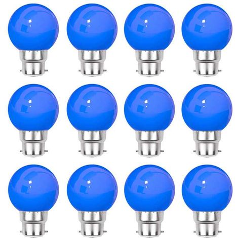 Lot de 12 ampoules Led Bleues B22 Incassables - Guirlandes guinguette - Culot baïonnette (1/5)