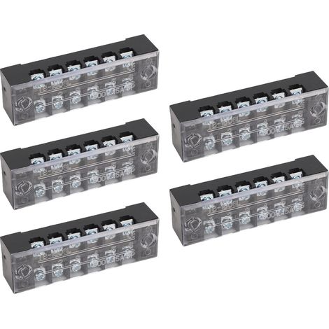 Jeu de 5 blocs de jonction 6 positions M3 avec connecteur court, barrette de connexion 15A 600V (1/5)