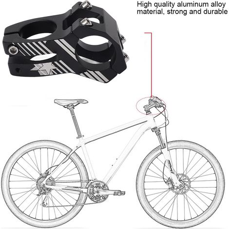Tige de guidon VTT en alliage d'aluminium noir 31,8mm pour vélo tout-terrain robuste