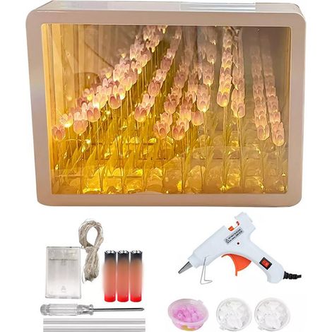 Set créatif veilleuse tulipe fausse fleur lampe tulipe lot fait main décoration chambre lampe de table (1/3)