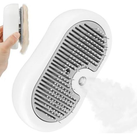 Nepfaivy Rechargeable Cat Steam Brush – Steam Brush for Long and Short-Haired Cats with Trigger Button, Steam Cleaner for Dogs and Pets, Removes Fur