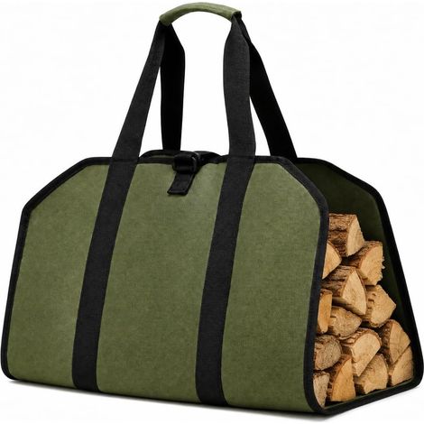 Sac de transport de bûches Oxford Firewood Carrier résistant à l'eau et muni de poignées (1/5)