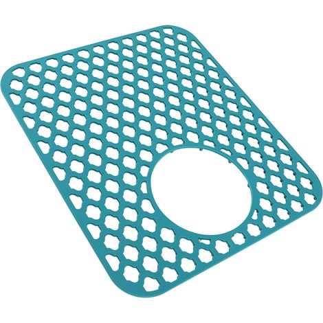 Tapis d'évier en silicone avec trou d'évacuation latéral, antidérapant et facile d'entretien, idéal pour la cuisine et la maison (écologique). (1/5)
