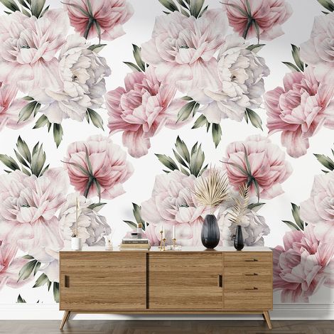 Papier peint motif XL - Motif floral - 2 LÉS de 65x260 cm - Surface L 130 x H 260 cm (1/5)