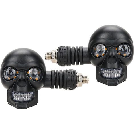 Clignotants tête de mort pour moto 12 V, LED haute luminosité, visibilité optimale. Pièces détachées pour motos (1/5)