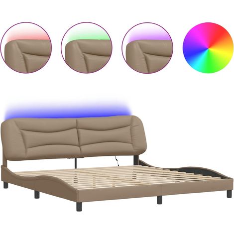 Maison Exclusive - Bettgestell mit LED ohne Matratze "Hvar" Cappu (1/5)