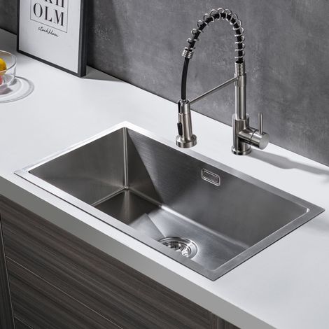 LOMAZOO Évier de cuisine Capri 70x40 en acier inoxydable finition