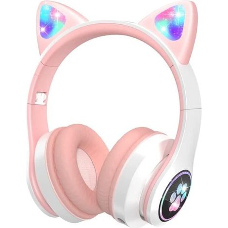 Casque pour enfants - LED - Bluetooth - Rose - Protection sonore - Rechargeable (1/4)
