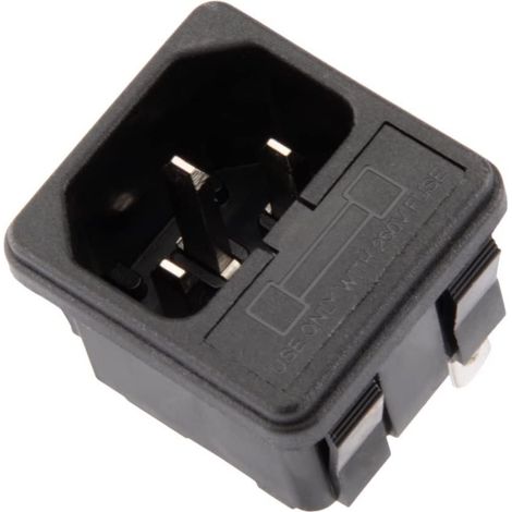 Zocalo de Alimentación AC-02 Enchufe Schunko con Portafusible y 3 Terminales Macho (1/4)