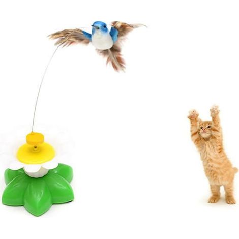 Bird Toy for Pet Cats, Funny Rotating Electric Flying Bird Interactive Toy with Fixing Ribbon, Multicolor