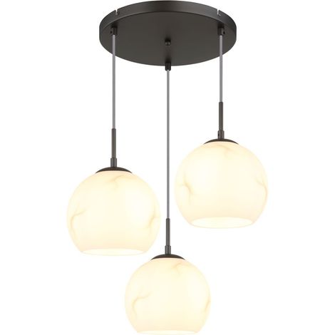 Hängeleuchte Pendelleuchte Wohnzimmerlampe 3-flammig Schwarz Metall H 120 cm (1/5)