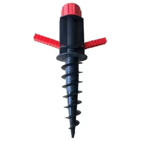 Sollbry Noir Pied, Porte-parasol, Support à vis, Douille de sol, Diamètres 19-32 mm, Camping, Plage, rouge