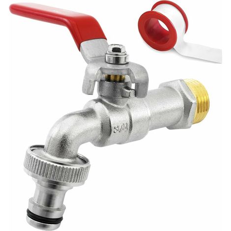3/4'' Pouce (20/27) Robinet d'eau en Laiton de Qualité Supérieure, Résistant à la Rouille et au Gel + Raccord de Tuyau Gratuit + Ebook Pour Jardin, Machine à Laver, Baril de Pluie (1/5)