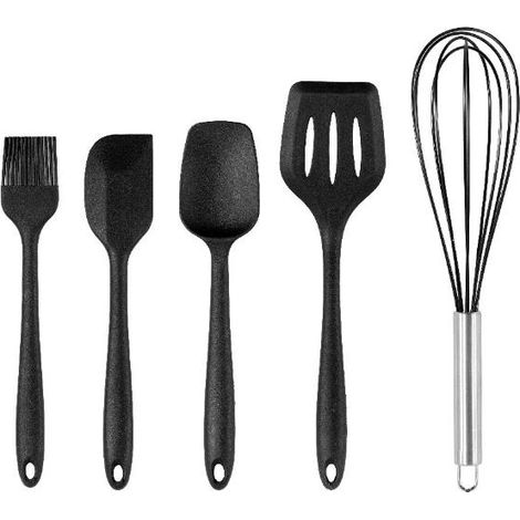 Set 5 Pezzi Mestoli da Cucina in Silicone Frusta in Acciaio (1/2)