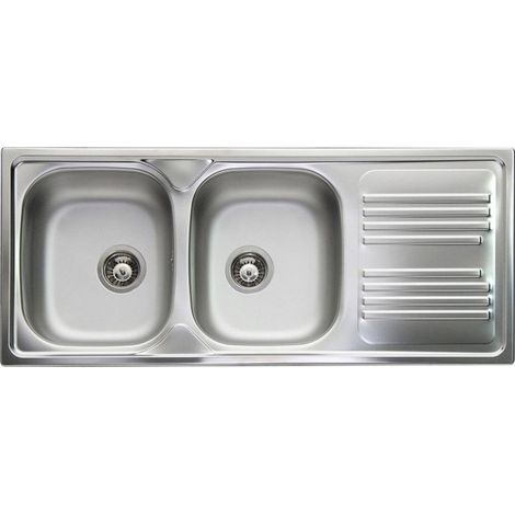 Apell TM1162IRBC Serie Atmosfera Lavello Acciaio Prelucidato da Incasso Gocciolatoio a Destra 2 Vasche 116x50cm