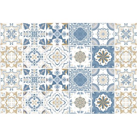 Carrelage adhésif 20x20 pour cuisine et salle de bain – Résistant à l'eau – Lot de 24 stickers muraux – Motifs brique style industriel (1/4)