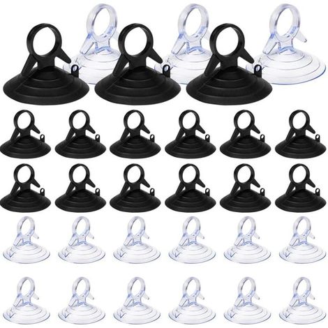 60 Pièces Ventouse pare Soleil, 45mm Ventouse Sans Crochets Ventouse, PVC Ventouses Mini Ventouse Transparente et Noire Ventouse, Ventouse pour Vitre (1/4)