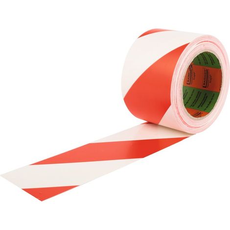 Ruban de marquage PVC adhésif - 33 m x 75 mm - Rouge et Blanc