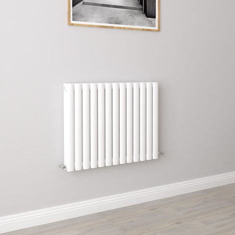 AICA Oval Column Designer Radiator Central Heating Horizontal 600x767mm Double White