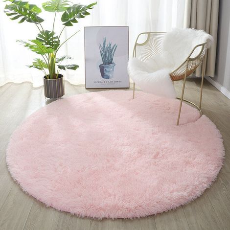 Tapis rond salon laine tapis antidérapant léger 100 cm de diamètre (1/4)