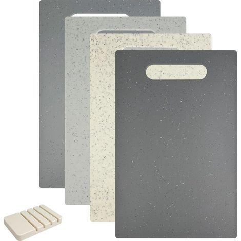 4 Pièces Planche a Decouper Plastique de Cuisine,Planche a Decouper Professionnelle Double Face,Planche a Découper de Cuisine,Durable,avec Socle,pour Viande,Légumes,Fruits (1/5)