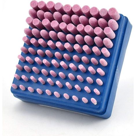 Ensemble de 100 pierres à polir pour outil rotatif, tige de 3 mm, pierre de montage pour tête de polissage abrasive, meule pour outil rotatif (rouge) (1/5)