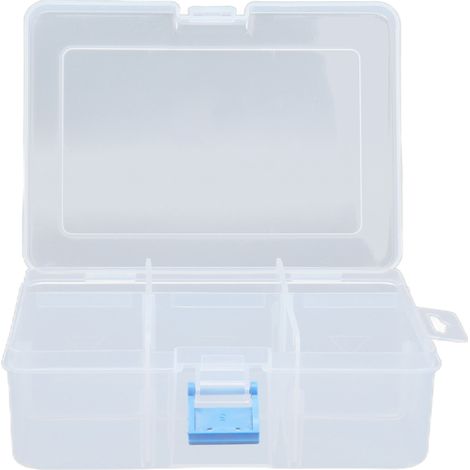 Boîte de rangement transparente 3 pièces avec grille amovible, organiseur d'outils et accessoires, boîtier PP à 6 compartiments (1/5)