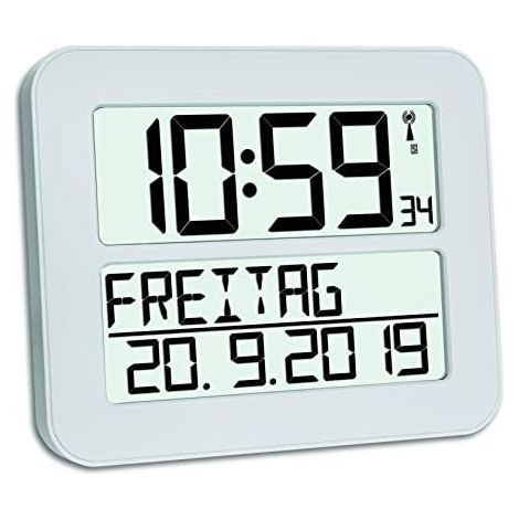 TFA Dostmann 60.4512.02 Reloj de pared radio controlado blanco negro