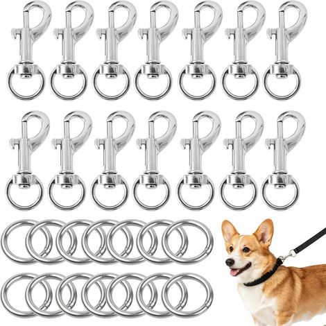 28 Pièces Mousquetons Pivotants 360° avec Anneaux en Acier Inoxydable M3x20, Crochet Métal pour Laisse de Chien, Porte-Clés, DIY, Collier Animal, Accessoires Outdoor (1/5)