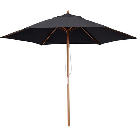 Parasol de jarden extérieur parasol droit double toit Hexagonal Grete Taille de Jarden Ø 2,5 x 2,3H m Bois de Bambou Noir