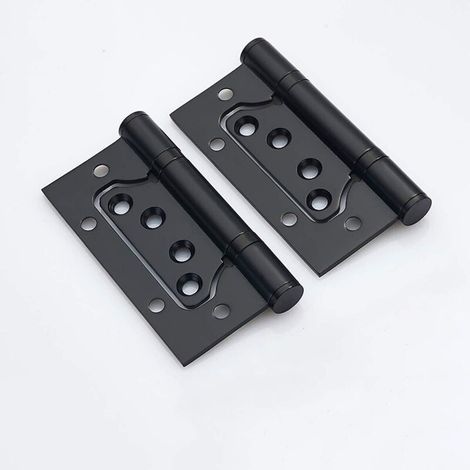 Charnières en Acier Inoxydable, 4 Pouces Rectangulaire Feuille 100mm Charnières de Porte, Noir，4pcs