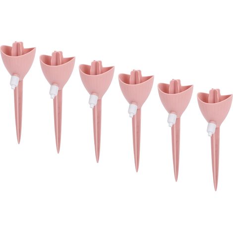 Lot de 6 arroseurs automatiques à débit réglable pour plantes en pot (rose) - Idéal pour les vacances (1/5)
