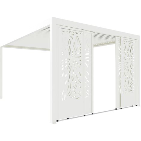 Paroi Latérale Coulissante Tôle Aluminium 3m50 Blanc Pour Pergola S et SV ORIAL Bioclimatique Adossée France (1/3)