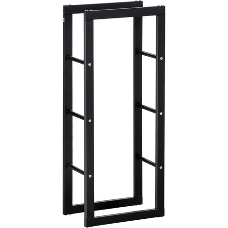 Abri à bûches et range bûches extérieur Support Bois Cheminée 100 kg Acier Noir L40 x l25 x H100 cm Porte-Bûches (1/5)