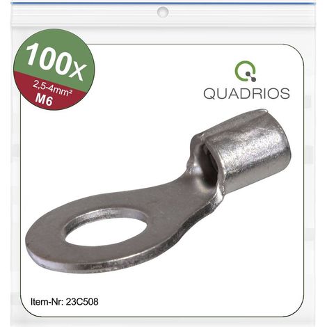 Quadrios 23C508 Capocorda ad anello Sezione Max=4 mm² Ø foro=6.5 mm Non isolato 100 pz. (1/5)