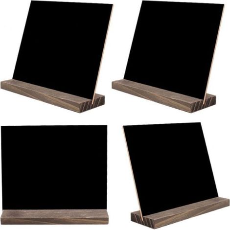 Mini enseignes de tableau noir vintage en bois avec support de base – 15.3 x 12.7cm Lot de 4, mini enseignes de table décoratives pour tableau noir petit message tableau noir (1/4)
