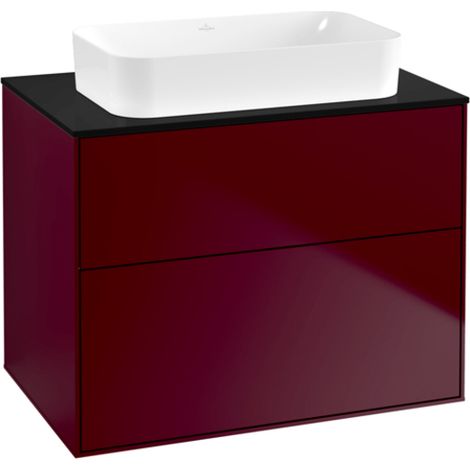 Finion, Mobile lavabo, 800 x 603 x 501 mm, Angolare, senza foro rubinetto, modello sospeso, In legno, Laccato Opaco Peonia (1/5)