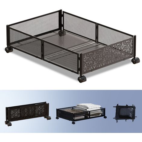 MINKUROW Almacenamiento debajo de la cama, contenedores de almacenamiento con ruedas, cajón de almacenamiento de zapatos de metal para dormitorio, ropa, zapatos, mantas - negro (1/5)