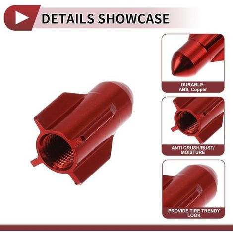 4 Embouts De Valve De Pneu Décoratifs en Forme De Fusée 27Mm Cache-Poussière De Valve De Pneu pour La Plupart des Voitures Rouge (1/5)