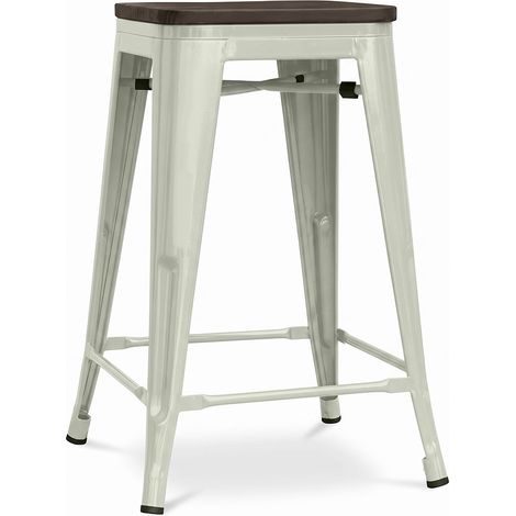 Bar Stool - Industrial Design - Wood & Steel - 60cm -Stylix Pale green (1/5)