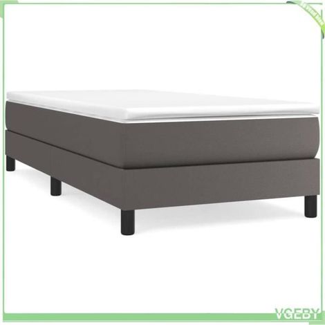Cadre de lit - V GEBY - 90x190 cm - Similicuir gris - 1 place - Montage facile (1/4)